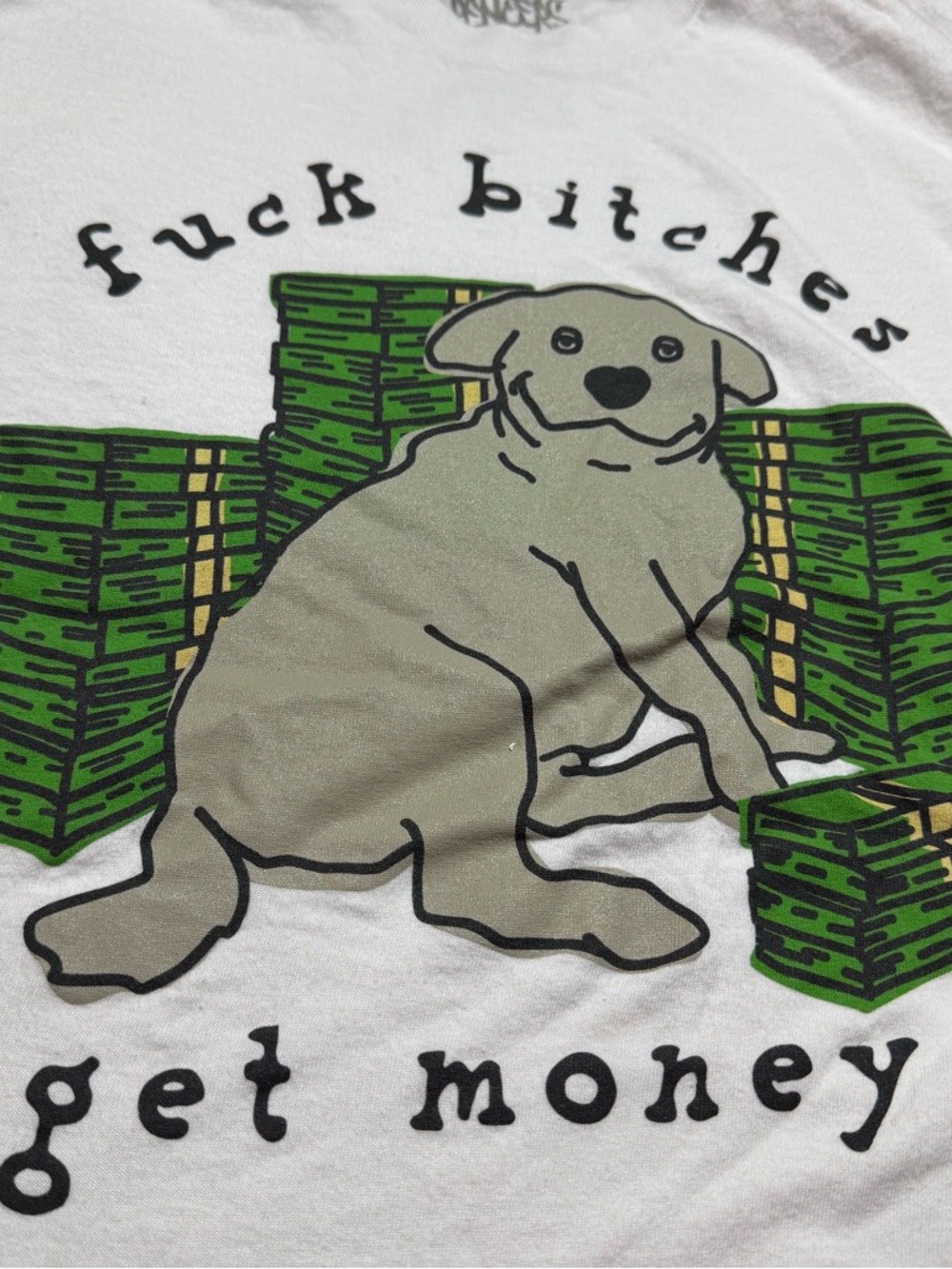 Spencer’s Funny Slogan T Shirt Dog Cash Money White Size Small